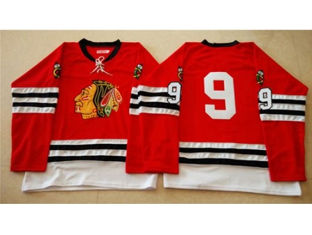 Chicago Blackhawks #9 Bobby Hull Red Mitchell And Ness 1960-61 Stitched NHL Jersey