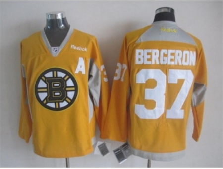 NHL Boston Bruins 37 Patrice Bergeron yellow jerseys