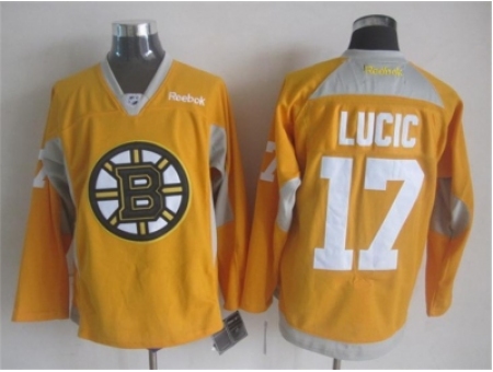 NHL Boston Bruins 17 Milan Lucic yellow jerseys