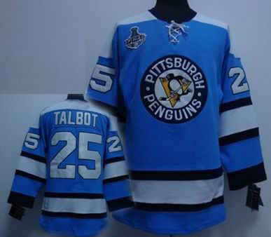 RBK hockey jerseys,Pittsburgh Penguins #25 TALBOT BLUE STANLEY CUP jerseys