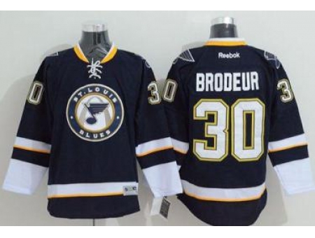 St. Louis Blues #30 Martin Brodeur Navy Blue Third Stitched NHL Jersey