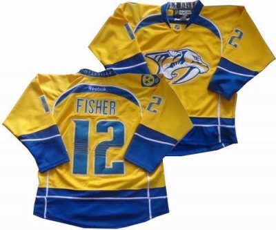 Nashville Predators #12 Mike Fisher Yellow Jersey