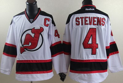 New Jersey Devils 4 STEVENS White NHL Jersey C patch