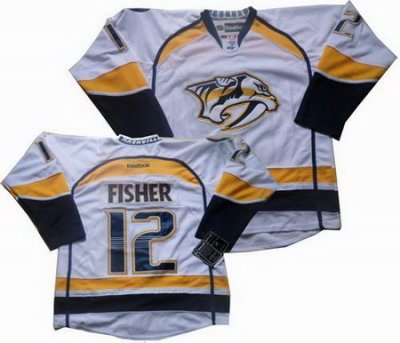 Nashville Predators #12 Mike Fisher WHITE Jersey