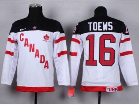 Youth nhl team canada #16 toews white jerseys[100 th]