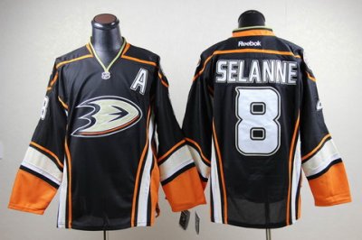 NHL Anaheim Ducks 8 Teemu Selanne Third Black Hockey Jerseys