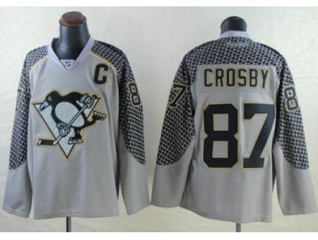 Pittsburgh Penguins #87 Sidney Crosby Charcoal Cross Check Fashion Stitched NHL Jersey