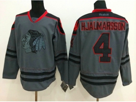 NHL chicago blackhawks #4 Nikals Hjalmarsson Charcoal Cross Chec