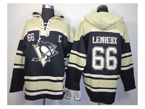 NHL Jerseys Pittsburgh Penguins #66 lemieux black-cream[pullover hooded sweatshirt][patch C]