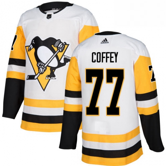 Mens Adidas Pittsburgh Penguins 77 Paul Coffey Authentic White Away NHL Jersey