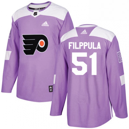 Mens Adidas Philadelphia Flyers 51 Valtteri Filppula Authentic Purple Fights Cancer Practice NHL Jer