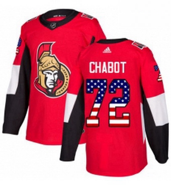 Mens Adidas Ottawa Senators 72 Thomas Chabot Authentic Red USA Flag Fashion NHL Jersey