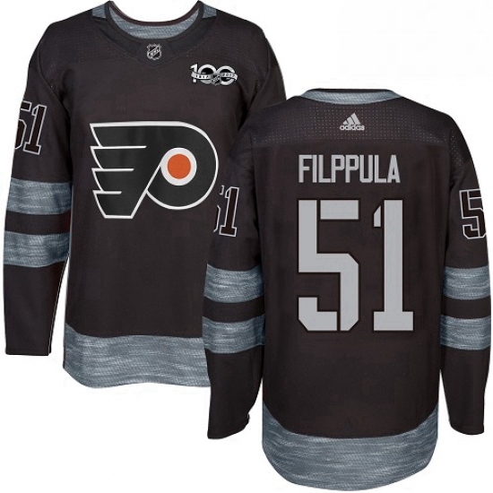 Mens Adidas Philadelphia Flyers 51 Valtteri Filppula Premier Black 1917 2017 100th Anniversary NHL J