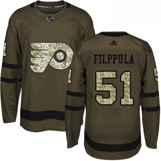 Mens Adidas Philadelphia Flyers 51 Valtteri Filppula Premier Green Salute to Service NHL Jersey