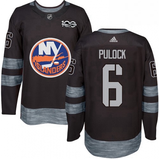 Mens Adidas New York Islanders 6 Ryan Pulock Premier Black 1917 2017 100th Anniversary NHL Jersey