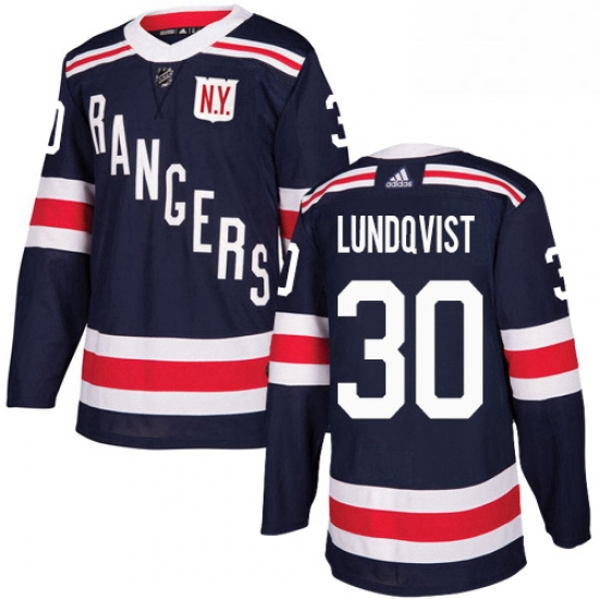 Mens Adidas New York Rangers 30 Henrik Lundqvist Authentic Navy Blue 2018 Winter Classic NHL Jersey