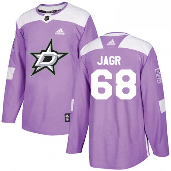 Mens Adidas Dallas Stars 68 Jaromir Jagr Authentic Purple Fights