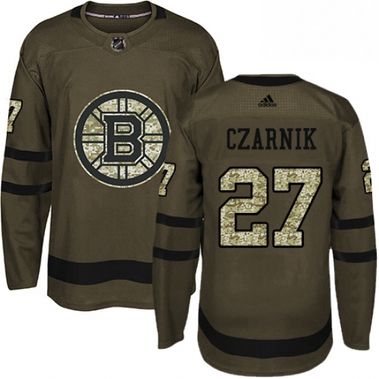 Mens Adidas Boston Bruins 27 Austin Czarnik Premier Green Salute to Service NHL Jersey