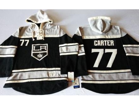 Los Angeles Kings #77 Jeff Carter Black Sawyer Hooded Sweatshirt Stitched NHL Jersey