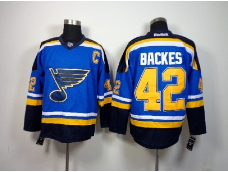 NHL St. Louis Blues #42 backes blue-black jerseys