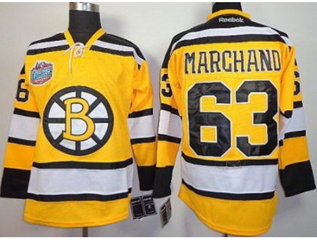 Boston Bruins 63 Brad Marchand Yellow NHL Jerseys