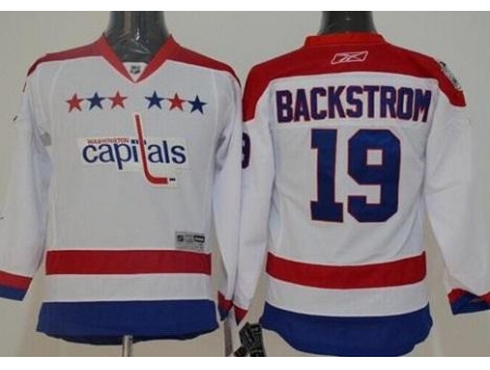 Kids Washington Capitals 19 Nicklas Backstrom White 2011 Winter Classic Vintage NHL Jerseys