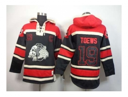 Chicago Blackhawks #19 Toews red-black hooded sweatshirt[the skeleton head][patch C]