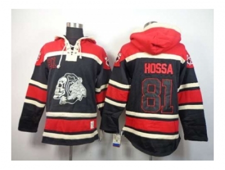 Chicago Blackhawks #81 Hossa red-black[pullover hooded sweatshirt][the skeleton head]