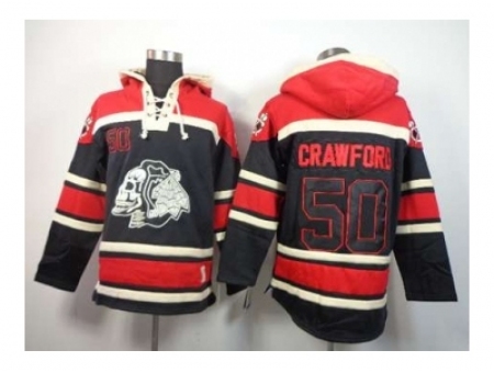 Chicago Blackhawks #50 Crawford red-black[pullover hooded sweatshirt][the skeleton head]