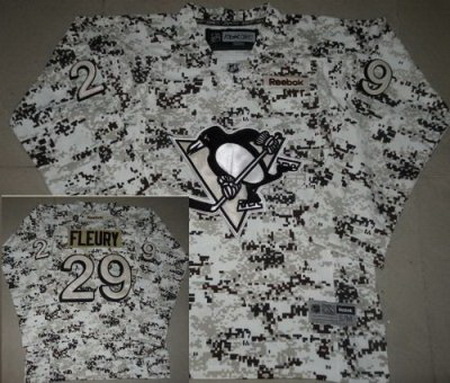 Kids Pittsburgh Penguins 29 Marc-Andre Fleury White Camo NHL Jerseys