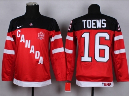 Youth nhl team canada #16 toews red jerseys[100 th]