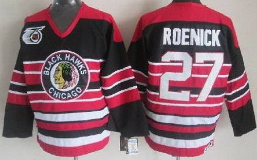 Chicago Blackhawks 27 Jeremy Roenick Black 75th Throwback CCM NHL Jerseys