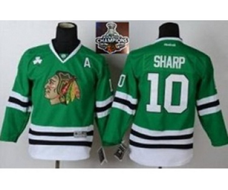 youth nhl jerseys chicago blackhawks #10 sharp green[2015 Stanley cup champions][patch A]