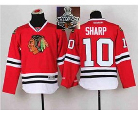 youth nhl jerseys chicago blackhawks #10 sharp red[2015 Stanley cup champions] II