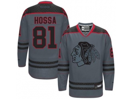 Chicago Blackhawks #81 Marian Hossa Charcoal Cross Check Fashion Stitched NHL Jersey