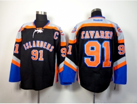 NHL New York Islanders #91 John Tavares Black Third Jerseys