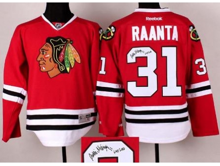 Chicago Blackhawks 31 Antti Raanta Red Signed NHL Hockey Jerseys