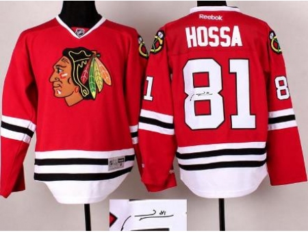 Chicago Blackhawks 81 Marian Hossa Red Signed Jerseys