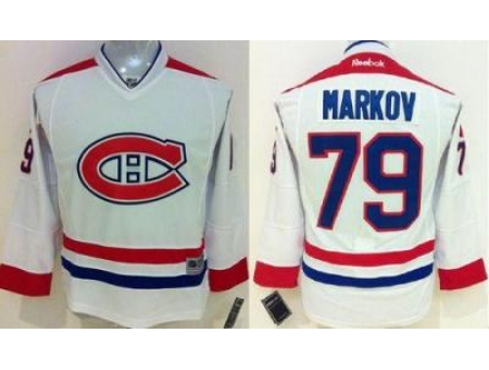 Youth Montreal Canadiens #79 Andrei Markov White Stitched NHL Jersey