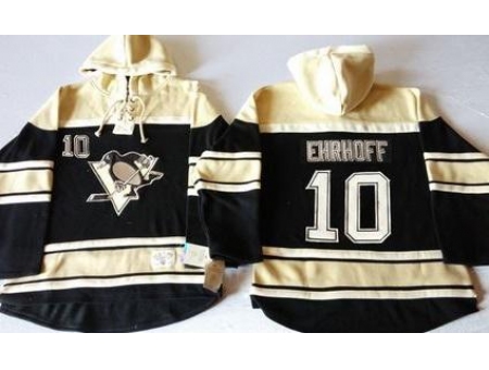 Pittsburgh Penguins #10 Christian Ehrhoff Black Sawyer Hooded Sweatshirt Stitched NHL Jersey