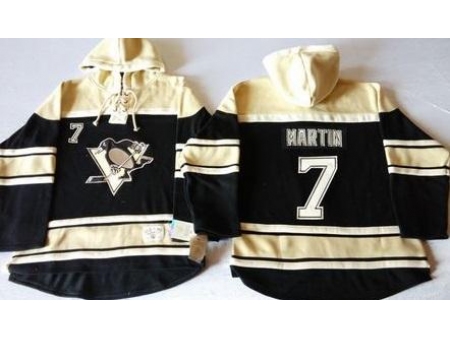 Pittsburgh Penguins #7 Paul Martin Black Sawyer Hooded Sweatshirt Stitched NHL Jersey