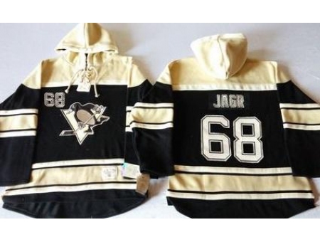 Pittsburgh Penguins #68 Jaromir Jagr Black Sawyer Hooded Sweatshirt Stitched NHL Jersey