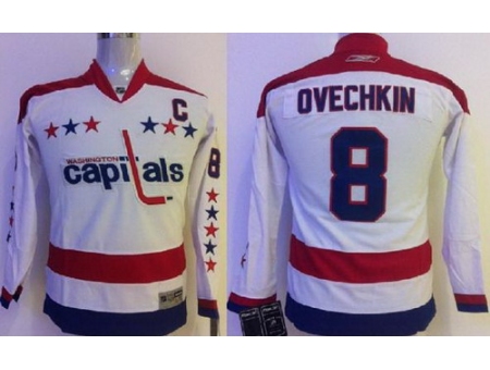 Kids Washington Capitals 8 Alex Ovechkin White Jerseys