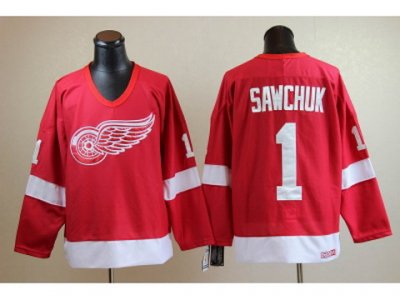 NHL Jerseys Detroit Red Wings #1 Terry Sawchuk CCM Throwback red