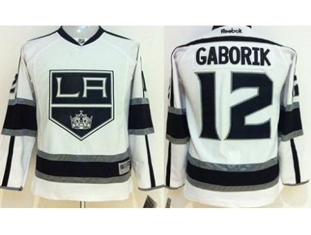 Youth Los Angeles Kings 12 Marian Gaborik White Road Stitched NHL jersey