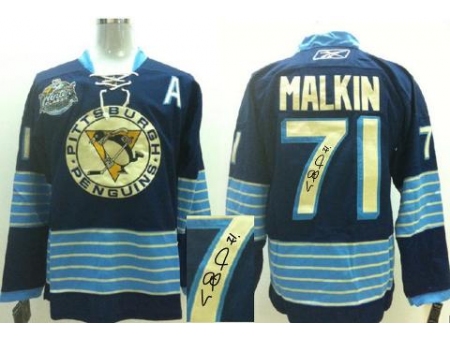 Pittsburgh Penguins 71 Evgeni Malkin Blue 2011 Winter Classic Signed Jerseys