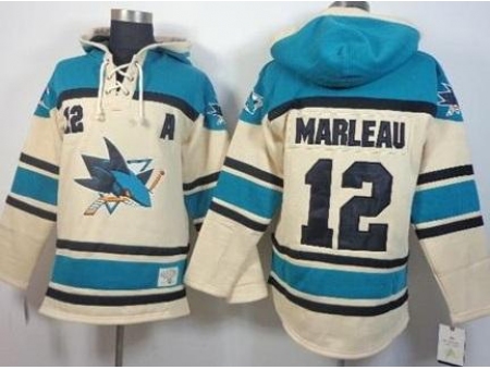 San Jose Sharks #12 Patrick Marleau Cream Stitched NHL Sawyer Hooded Sweatshirt