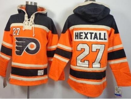 Philadelphia Flyers #27 Ron Hextall Orange Stitched NHL Sawyer Hooded Sweatshirt