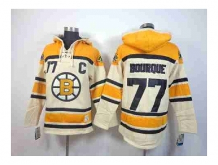 nhl jerseys boston bruins #77 bourque yellow-cream[pullover hooded sweatshirt patch C]