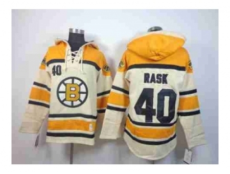 nhl jerseys boston bruins #40 rask yellow-cream[pullover hooded sweatshirt] [patch A]